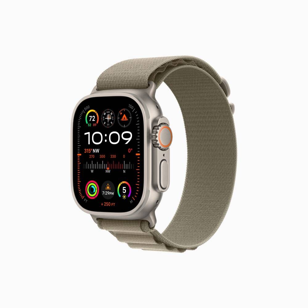 

Умные часы Apple Watch Ultra 2, 49 мм, GPS+Cellular, Natural Titanium Case/Olive Alpine Loop - S, Серебристый, Умные часы Apple Watch Ultra 2, 49 мм, GPS+Cellular, Natural Titanium Case/Olive Alpine Loop - S
