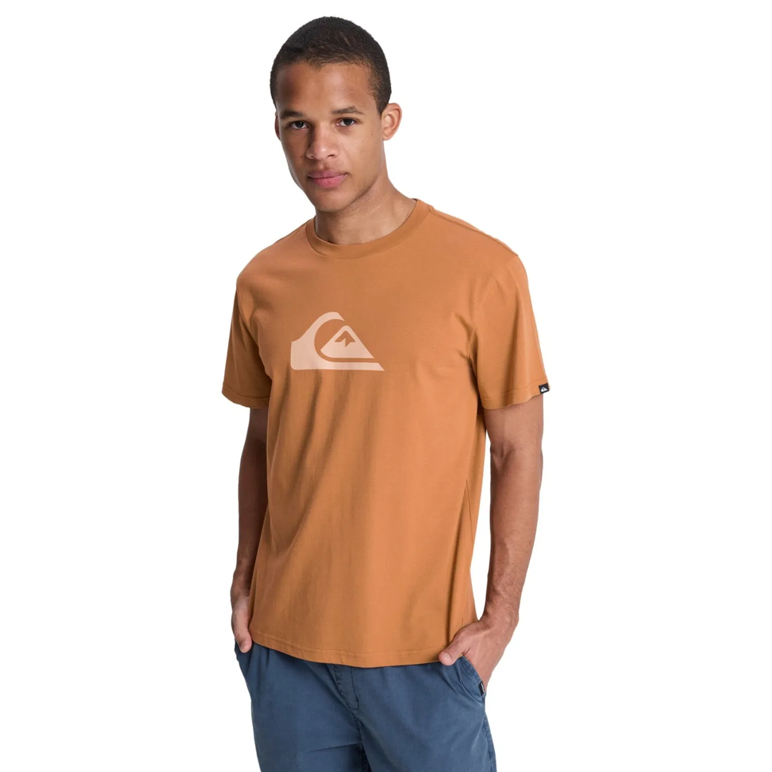 Детская хлопковая футболка с принтом Quiksilver, Tobacco Brown