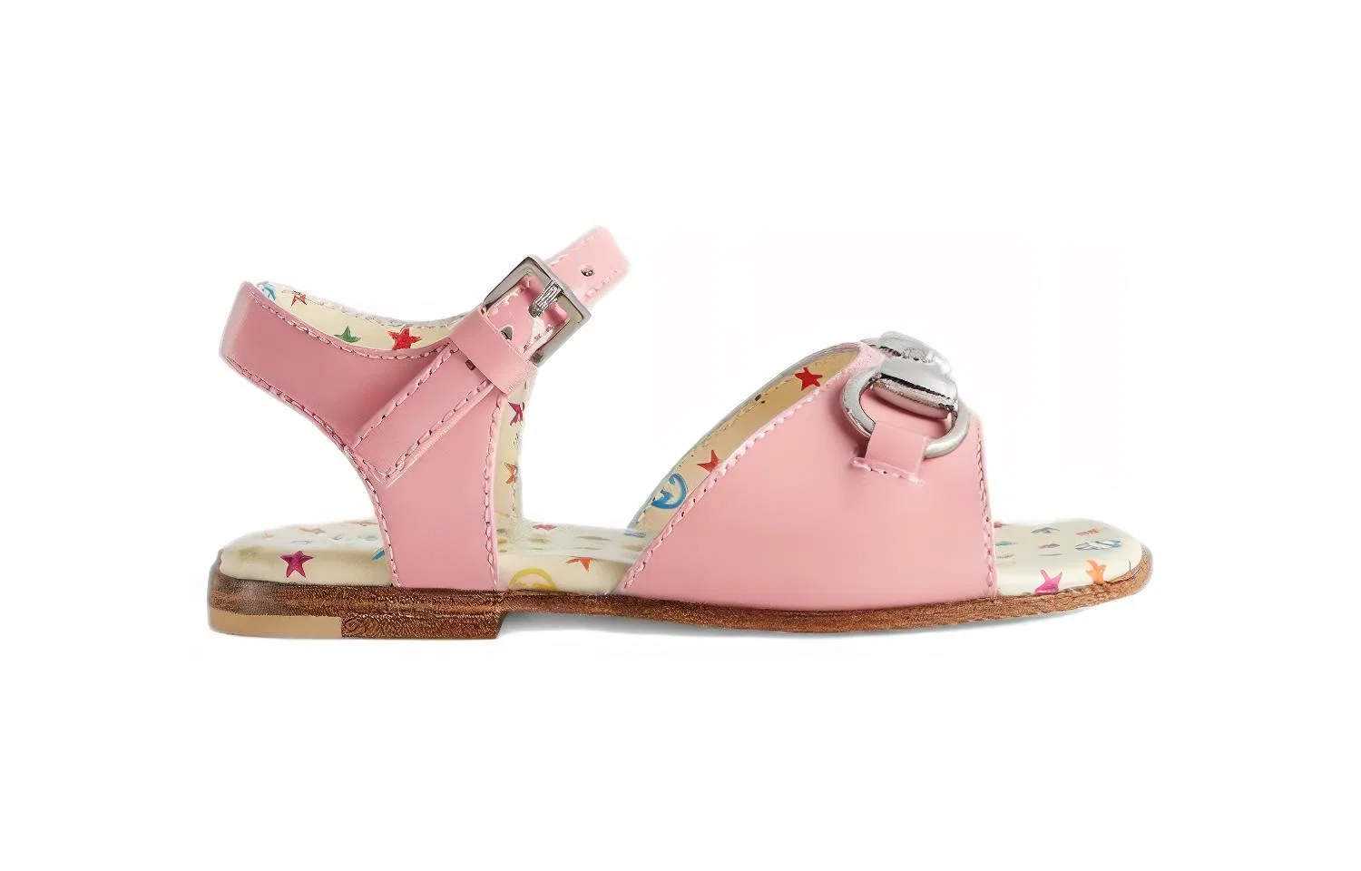 Детские туфли для малышей с серебристой фурнитурой Aria Patent Leather Low top Toddler Shoes GUCCI, Розовый — фото 3