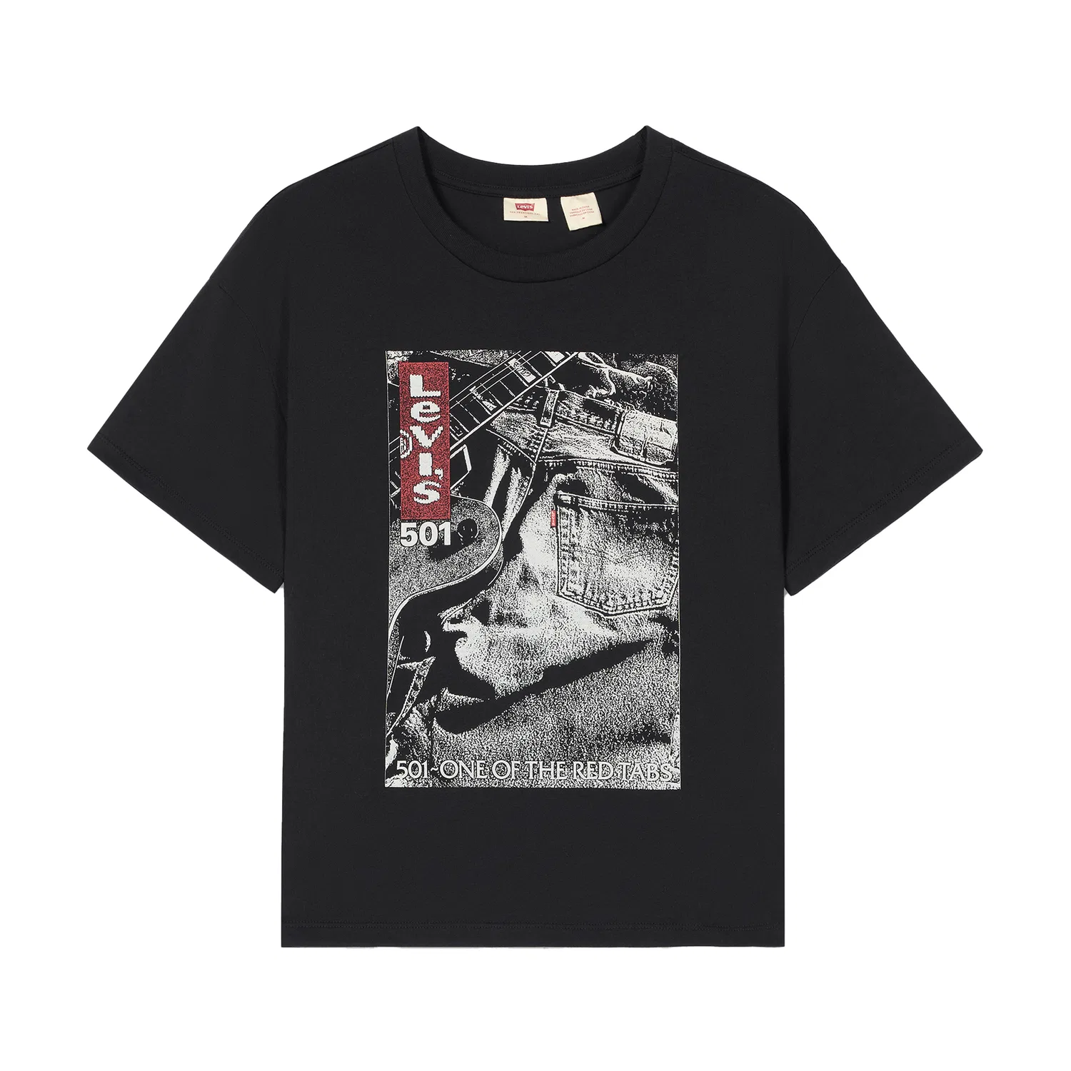 Женская футболка с круглым вырезом и прямым кроем Black Crew Neck, Levis, Black