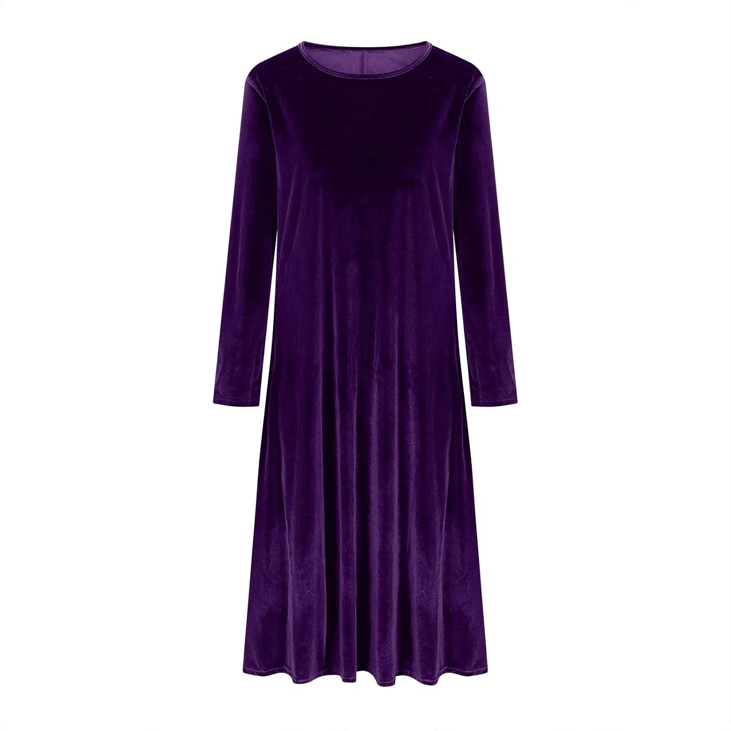 Женское платье миди свободного кроя с длинным рукавом, Purple