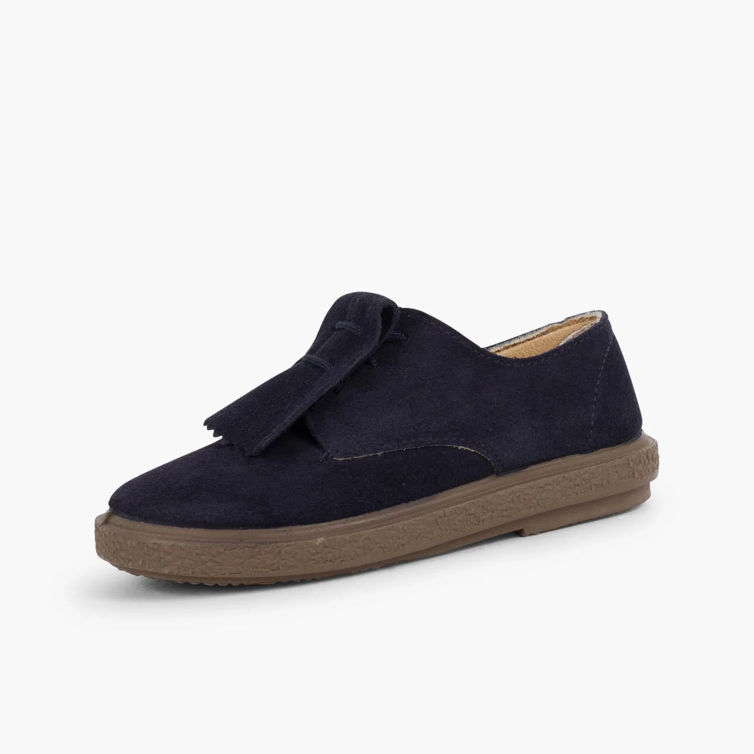 Детские туфли-лодочки из замши с бахромой Pisamonas, Blue — фото 3