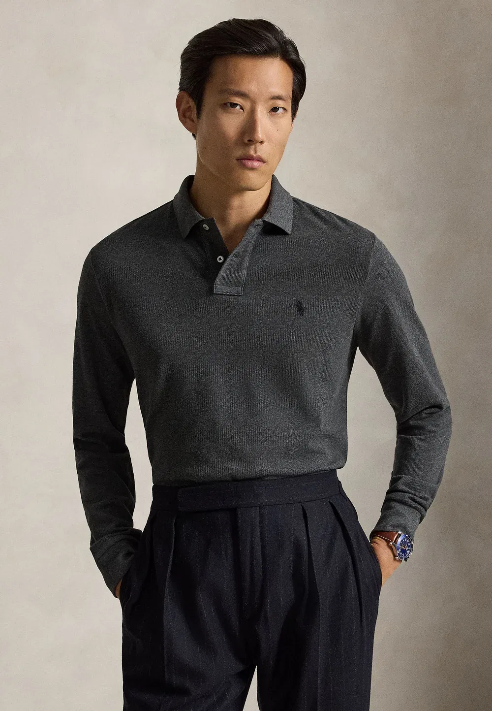 Поло-Рубашка приталенного кроя из сетчатой ткани - поло-рубашка Polo Ralph Lauren, Windsor Heather