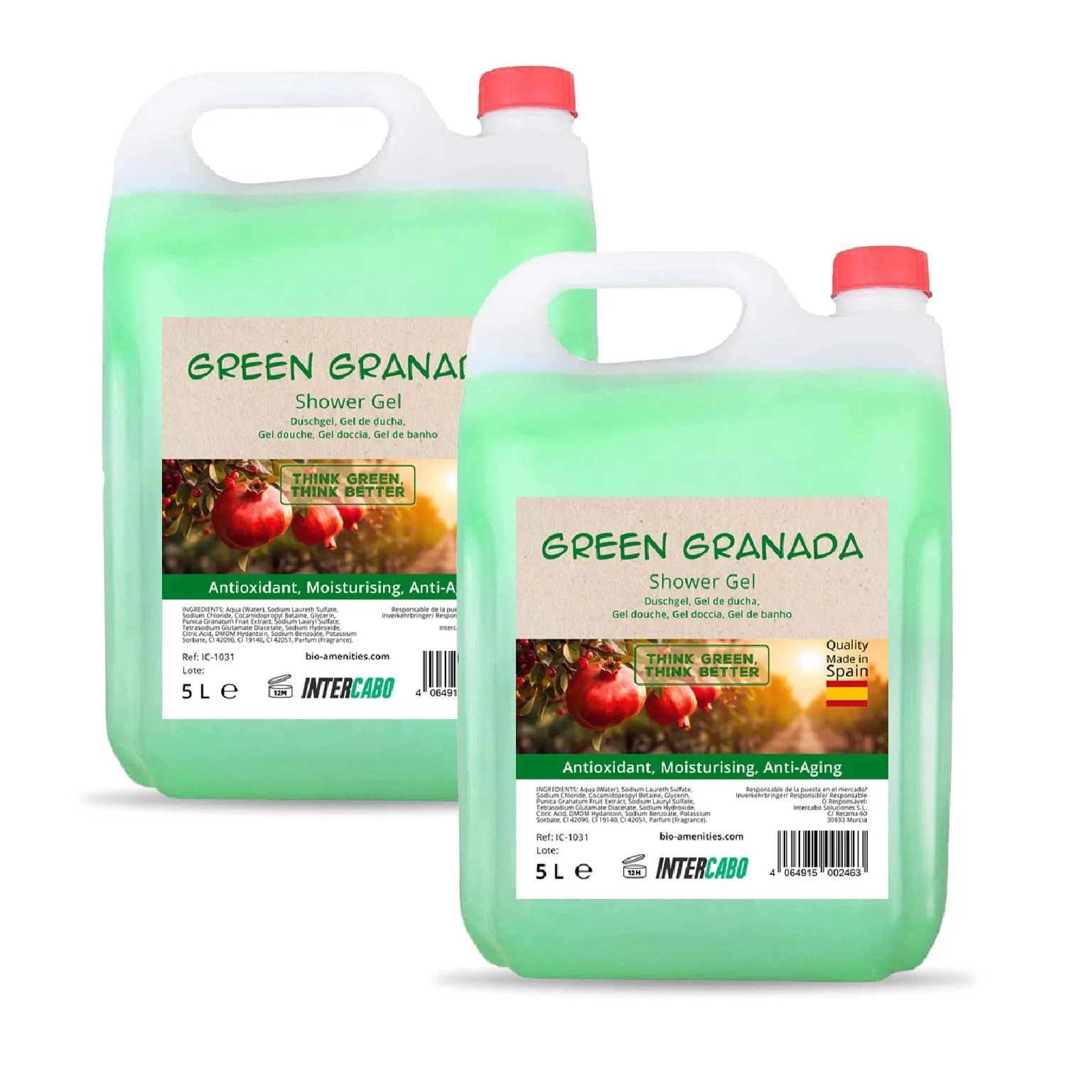 Гель для душа Green Granada, INTERCABO, 2 x 5 л, Питательный, Зеленый
