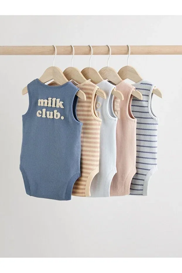 Детский комплект боди для новорожденных хлопковый 100% Cotton Blue Cream Printed Next Baby, Multicolor — фото 2