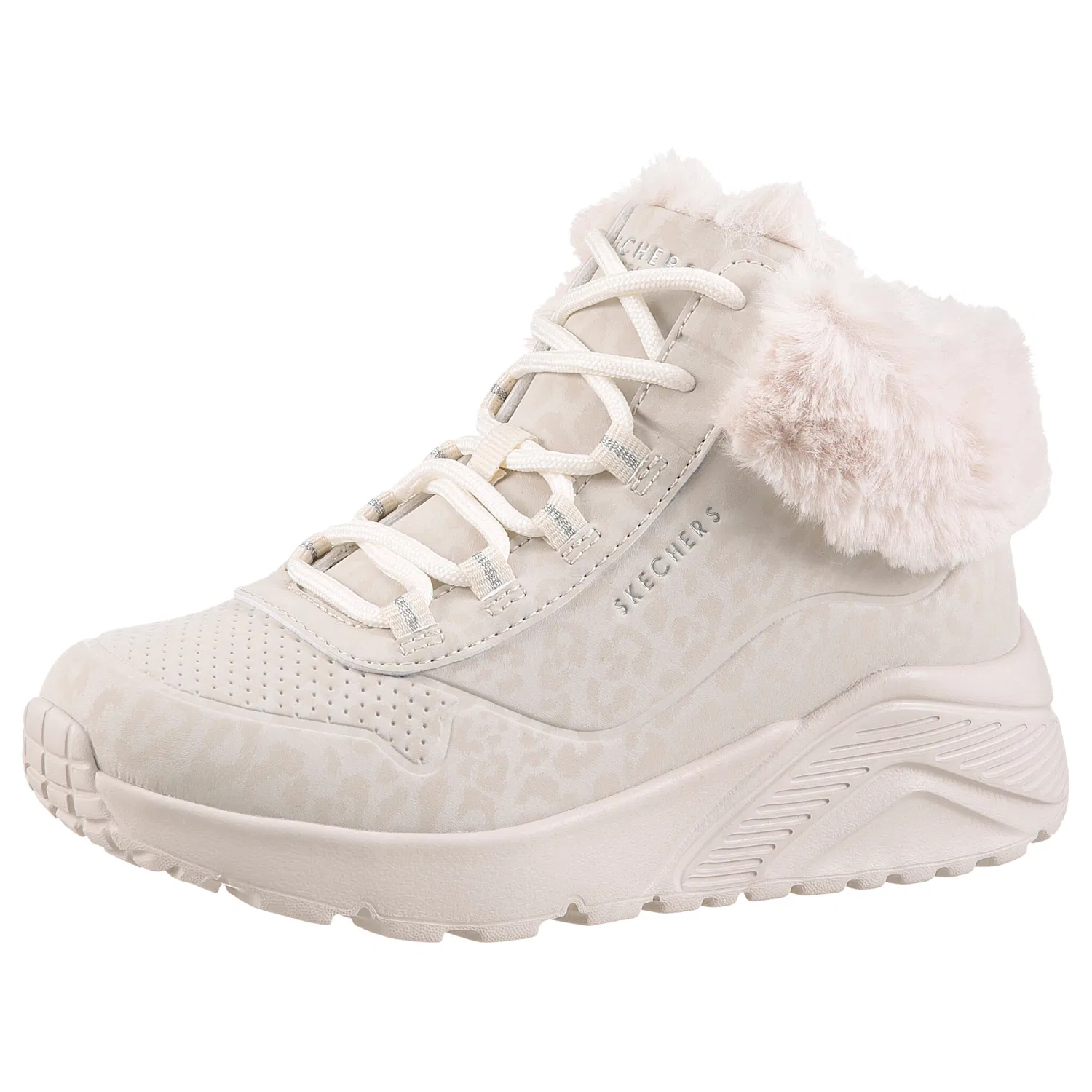 Детские зимние ботинки на шнуровке с леопардовым принтом Skechers, Natural-Leo