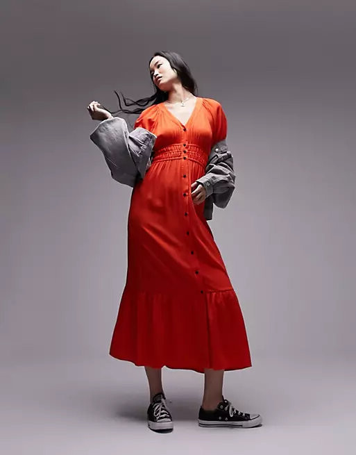 

Платье миди Topshop, красный