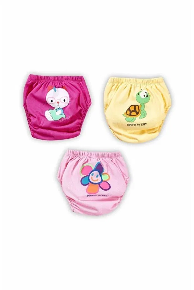 Детские трусы для девочек без швов Cotton combination 3-piece leak proof training pants Bonbonetti Chocolate Baby&Kids, Rose-Yellow-Pink