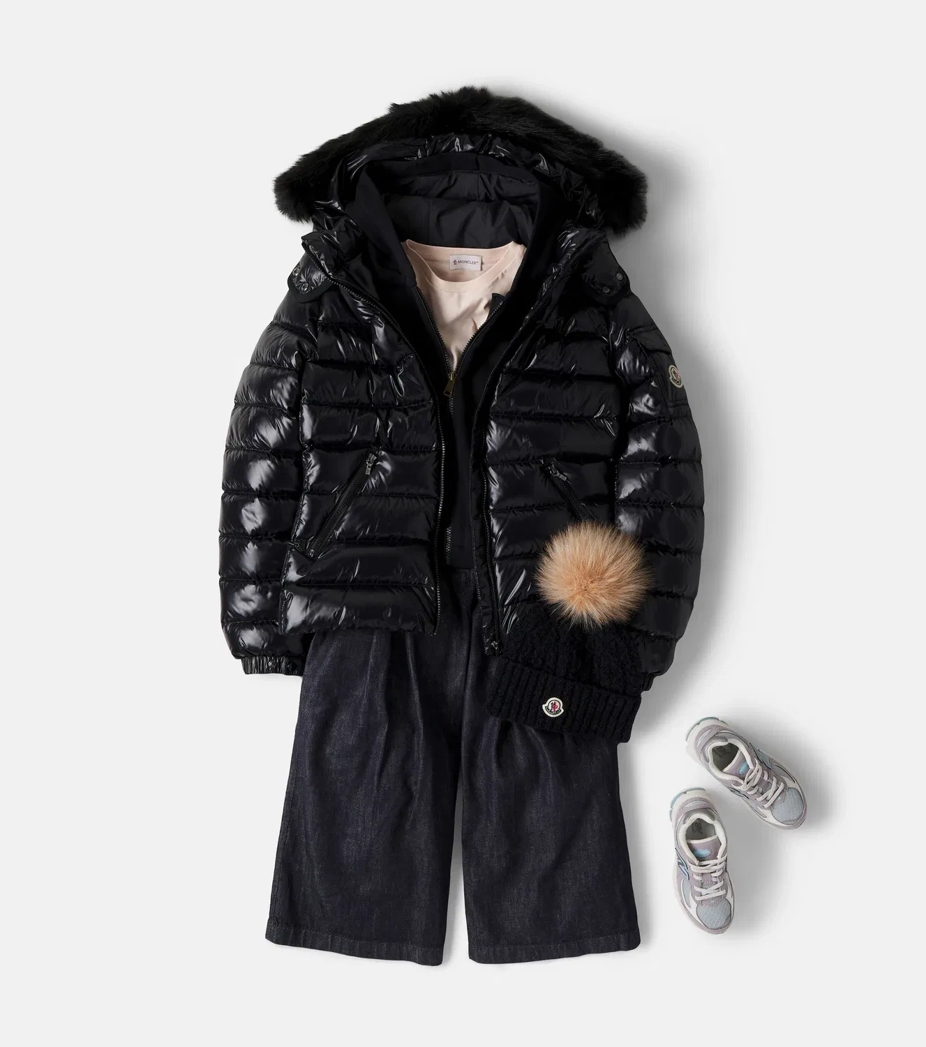 Пуховик с наполнителем из пуха и пера Moncler Enfant, черный — фото 2