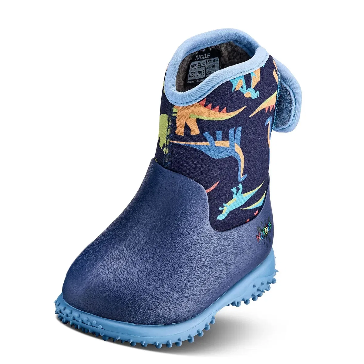 Детские сапоги-веллингтоны с флисовой подкладкой и принтом динозавров Muddies Grubs Boots, Blue — фото 2