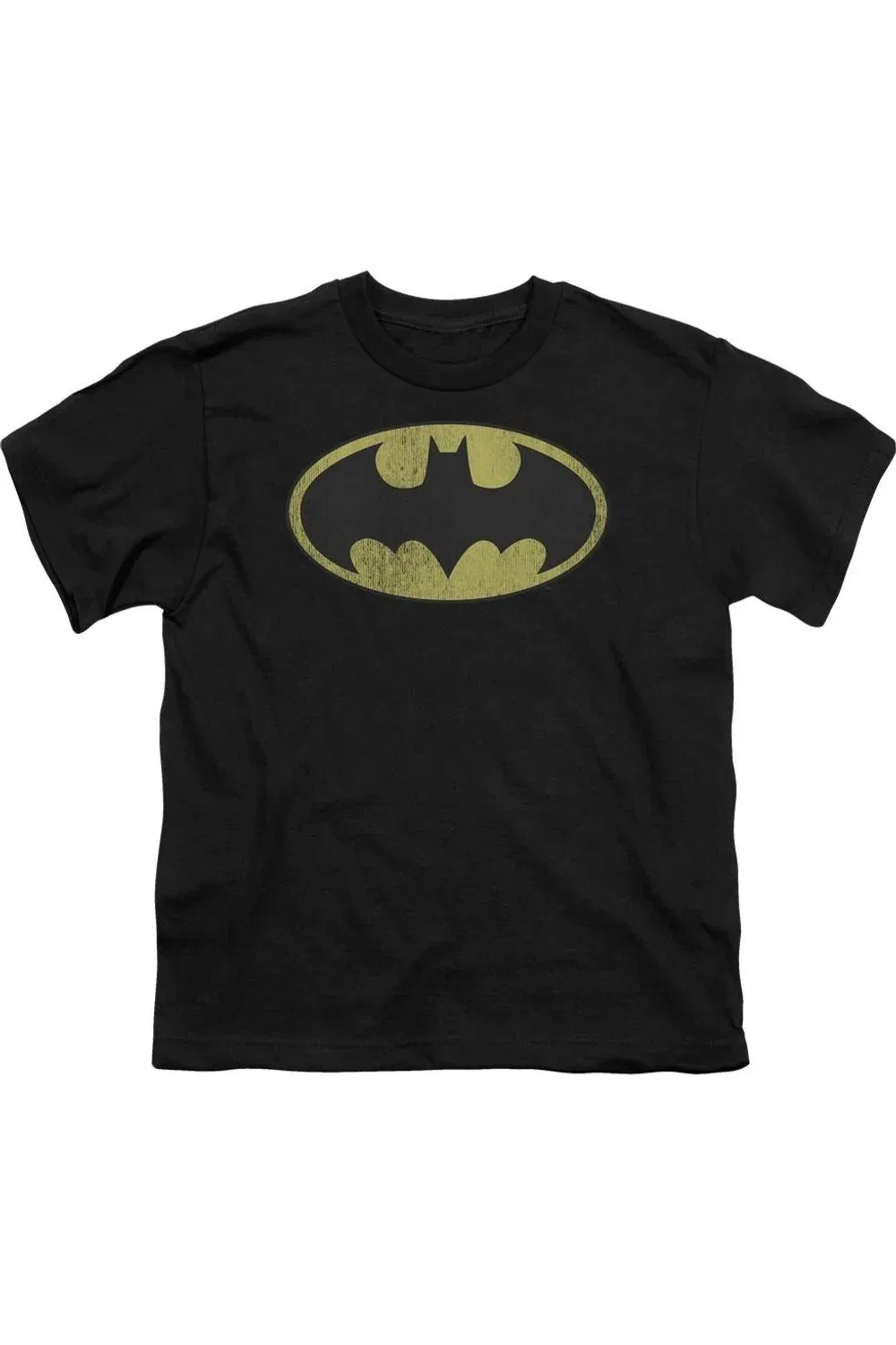 Детская футболка с коротким рукавом с принтом DC Comics Retro Bat Logo Gildan, черный