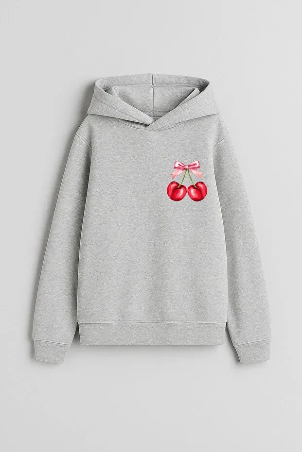 Детское худи для девочек с принтом Cherry Cherry Pinterest Moda, Gray