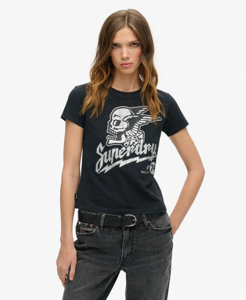 Женская футболка облегающая Superdry, Schwarz
