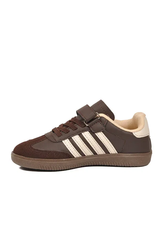 Детские спортивные туфли для девочек на липучке Lafonten 753 f, Coffee-Beige Ayakmod — фото 4