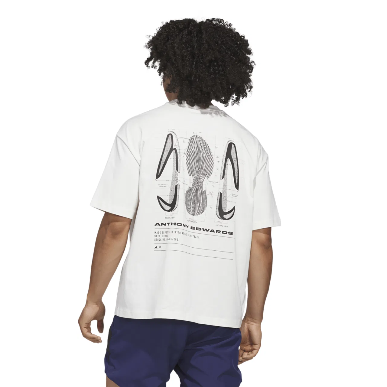 Футболка мужская Schematic Anthony Edwards Adidas, цвет Clown White/Black — фото 2