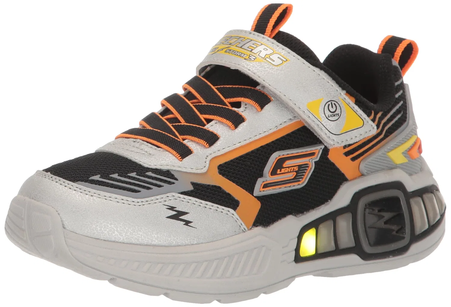 Детские кроссовки для мальчиков с подсветкой Light Storm 3 Skechers, Black Silver