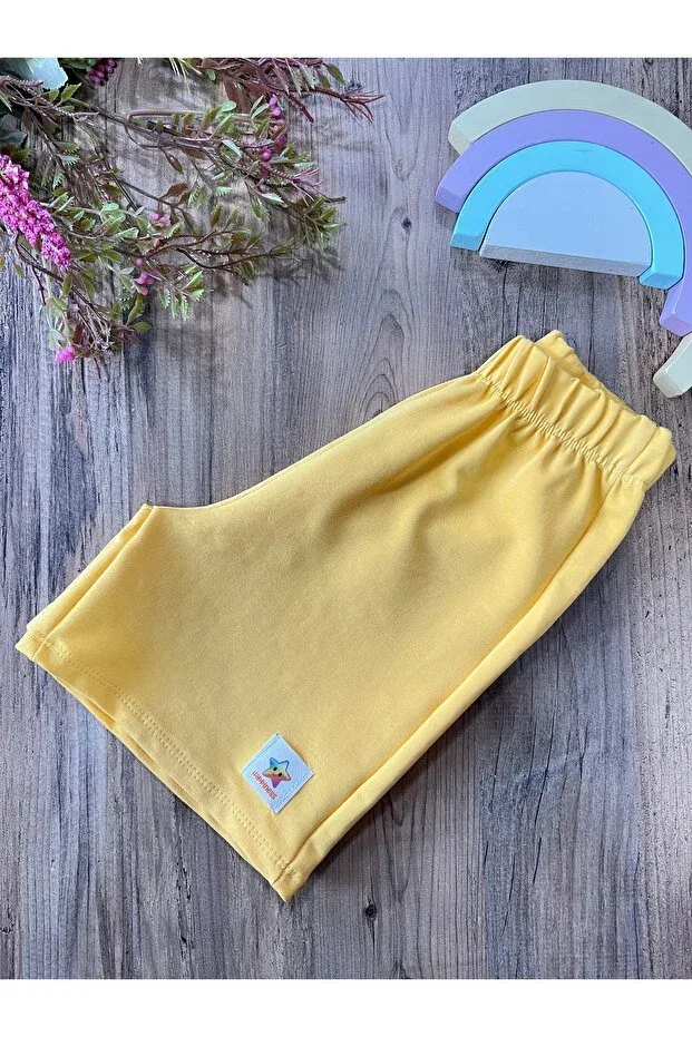 Детские шорты для девочек хлопковые Sarı Babyelisco, Yellow — фото 2