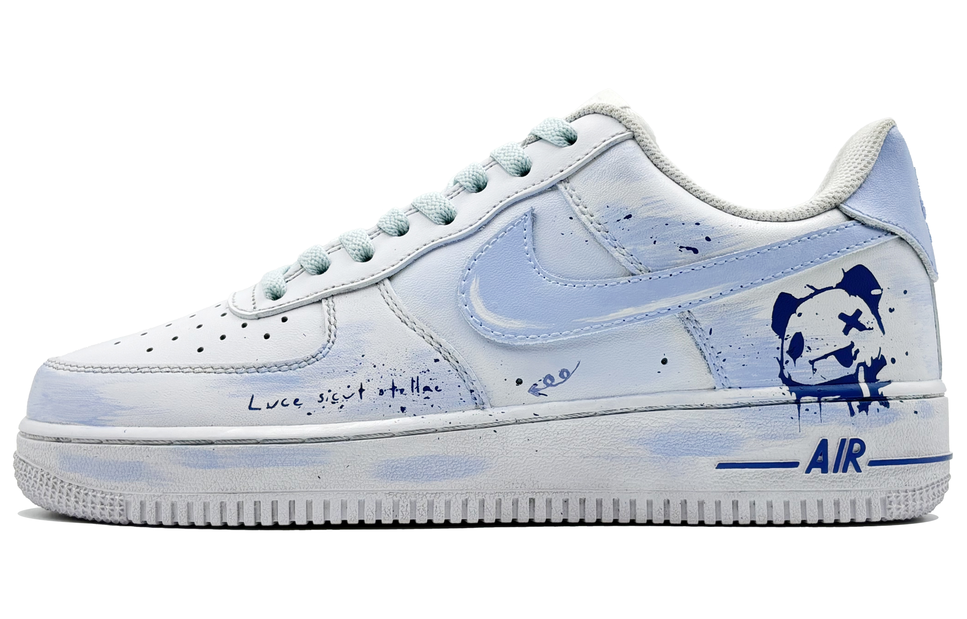 

Детские кроссовки для скейтбординга Air Force 1 Heusu Space, Blue Moon с противоскользящим покрытием и износостойкими низкими берцами для подростков Nike, белый/синий