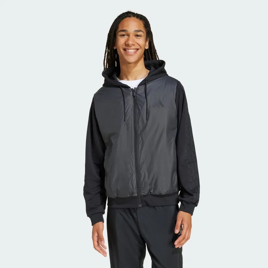 Мужская утепленная куртка с капюшоном CLIMAWARM 3-Stripes adidas, Черный