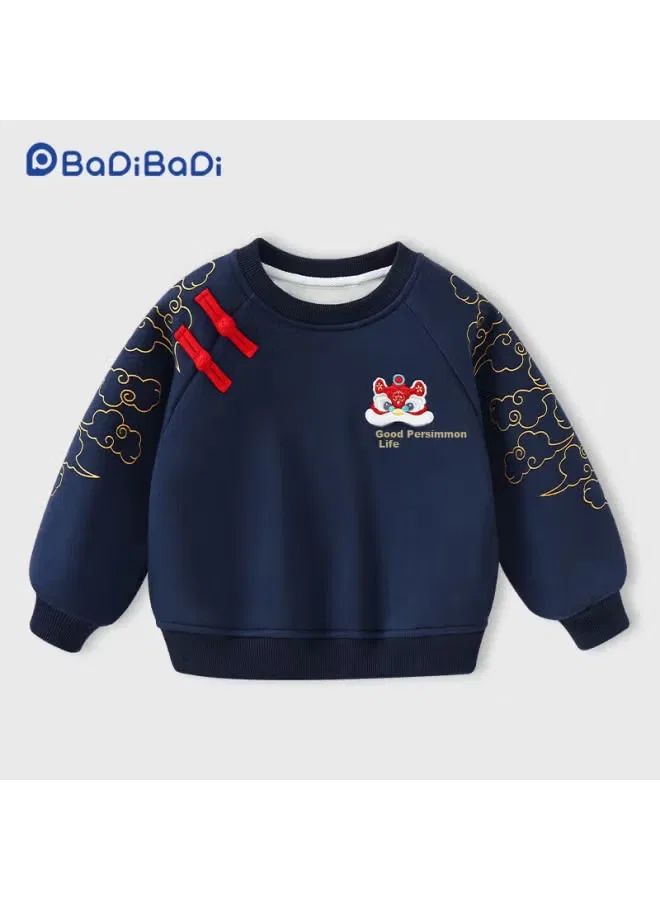 Свитшот утепленный с принтом облачного льва Badibadi, синий — фото 4