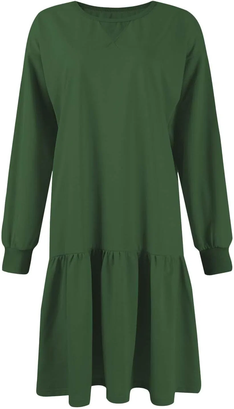 Женское платье-свитер с ребристым трикотажем Casual, Green — фото 3
