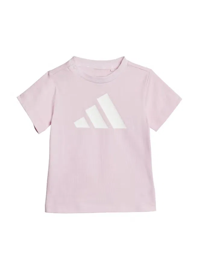 Комплект футболки и шорт с логотипом Adidas, розовый — фото 2