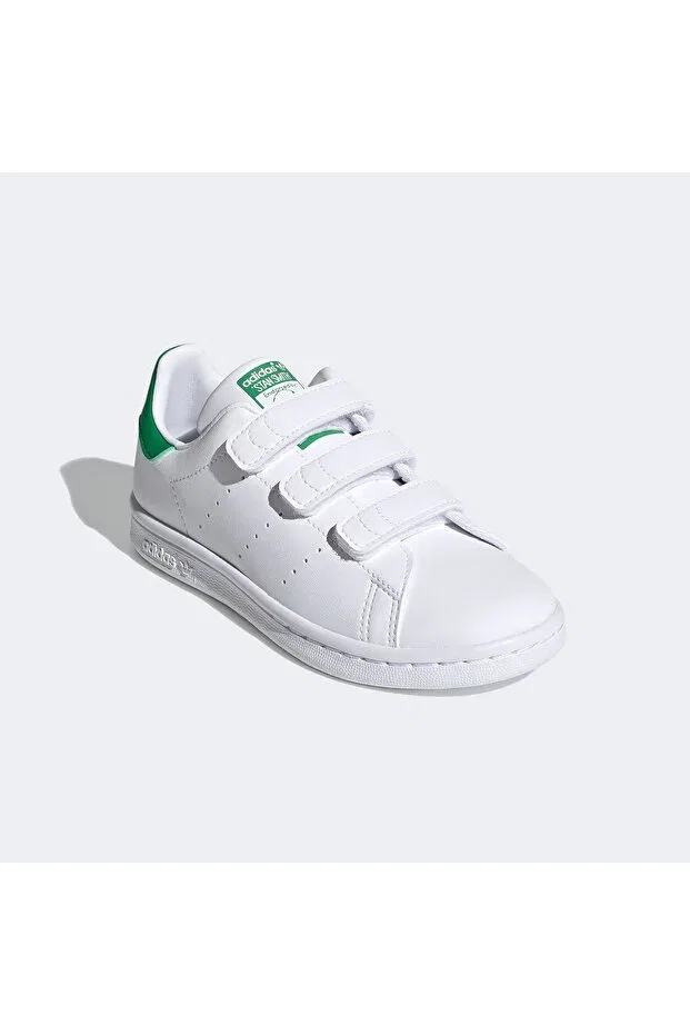 Детские кроссовки для девочек кожаные Stan Smith Kids Adidas, White — фото 2