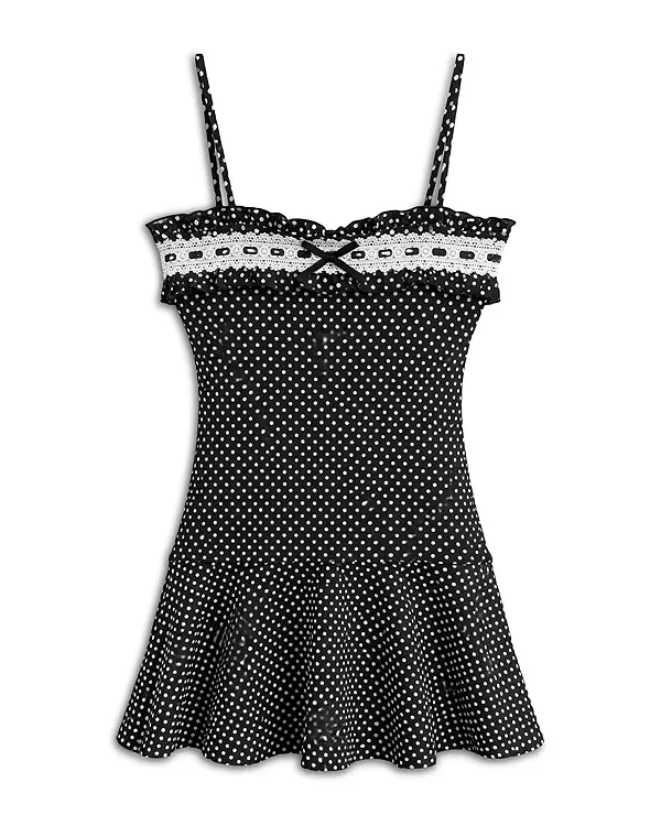 Детское платье для девочек с принтом Lori Polka Dot KatieJ NYC, Black/Wht
