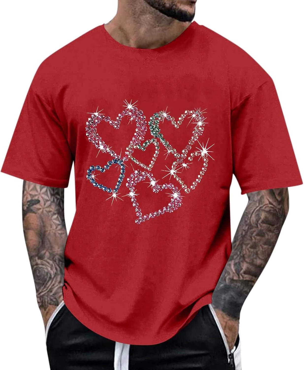 Мужская футболка с принтом Love Heart, Red