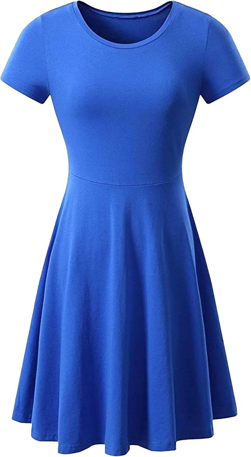 Женское летнее платье миди с ярусными складками A-line, Blue