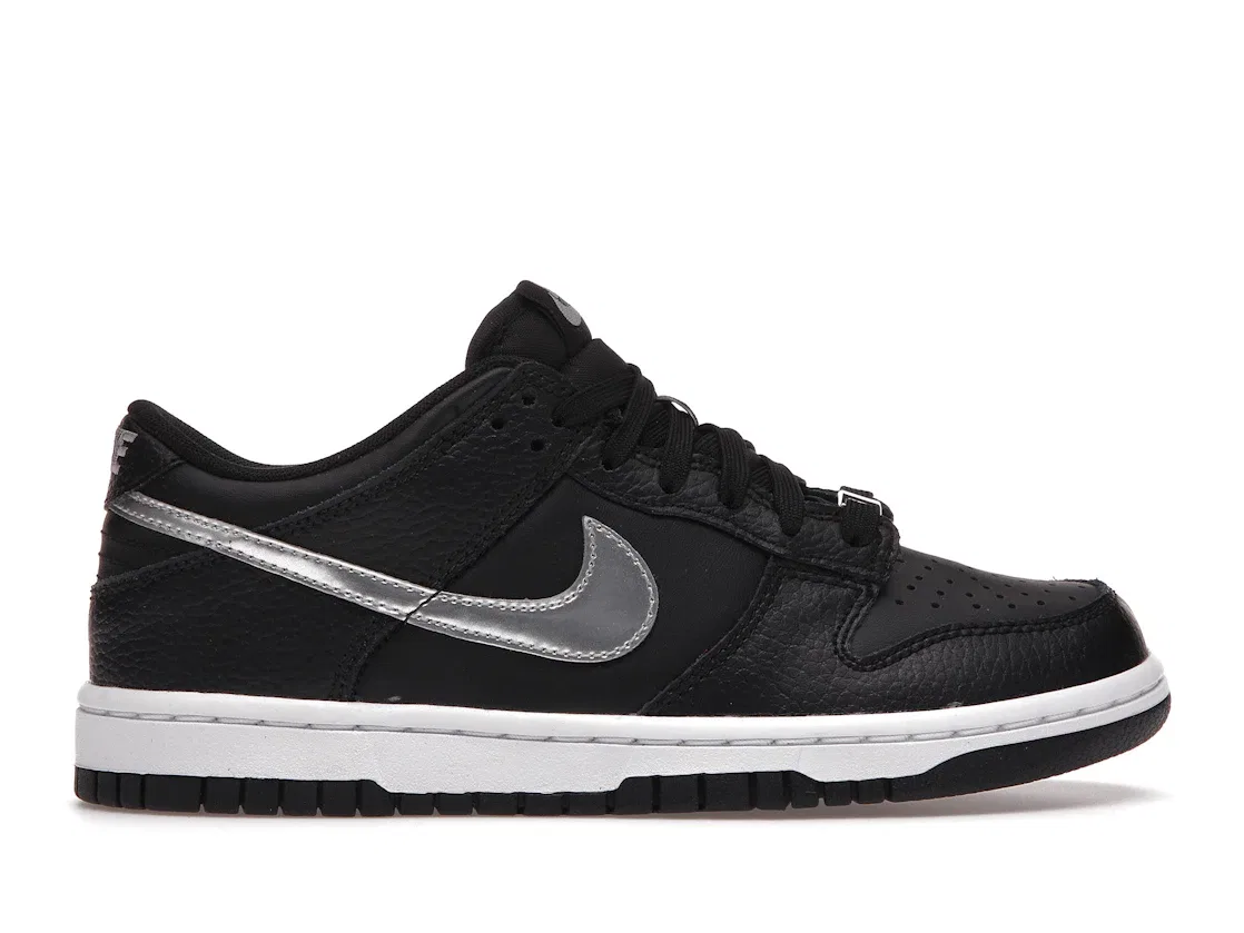 Детские кроссовки с текстурой кожи Nike Dunk Low Nike, Black/Iron Grey/White/Chrome