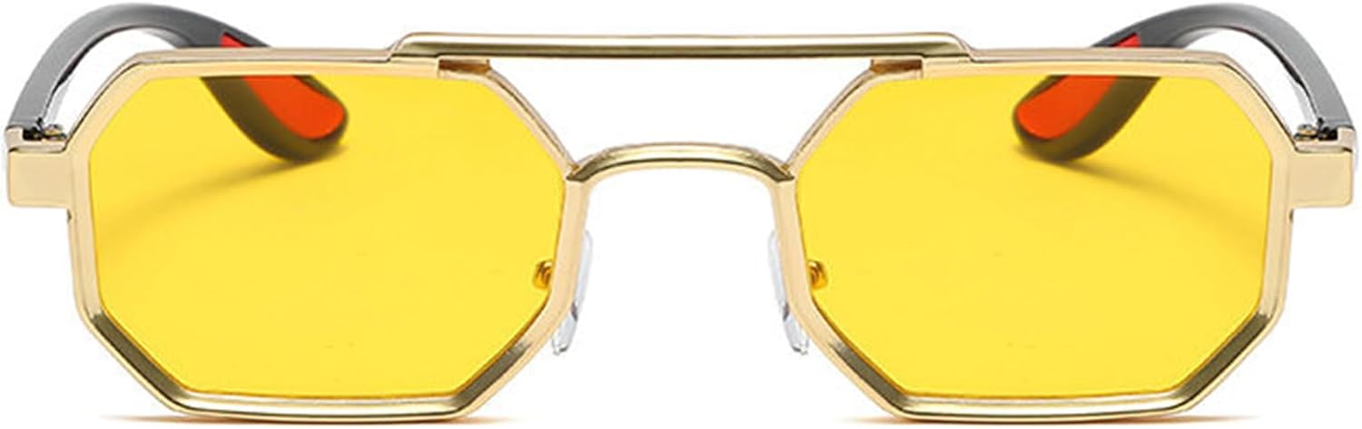 

Солнцезащитные очки Helena Square для женщин и мужчин, ретро, ​​восьмиугольные металлические солнцезащитные очки, винтажные многоугольные очки с защитой от УФ-излучения UV400, C5