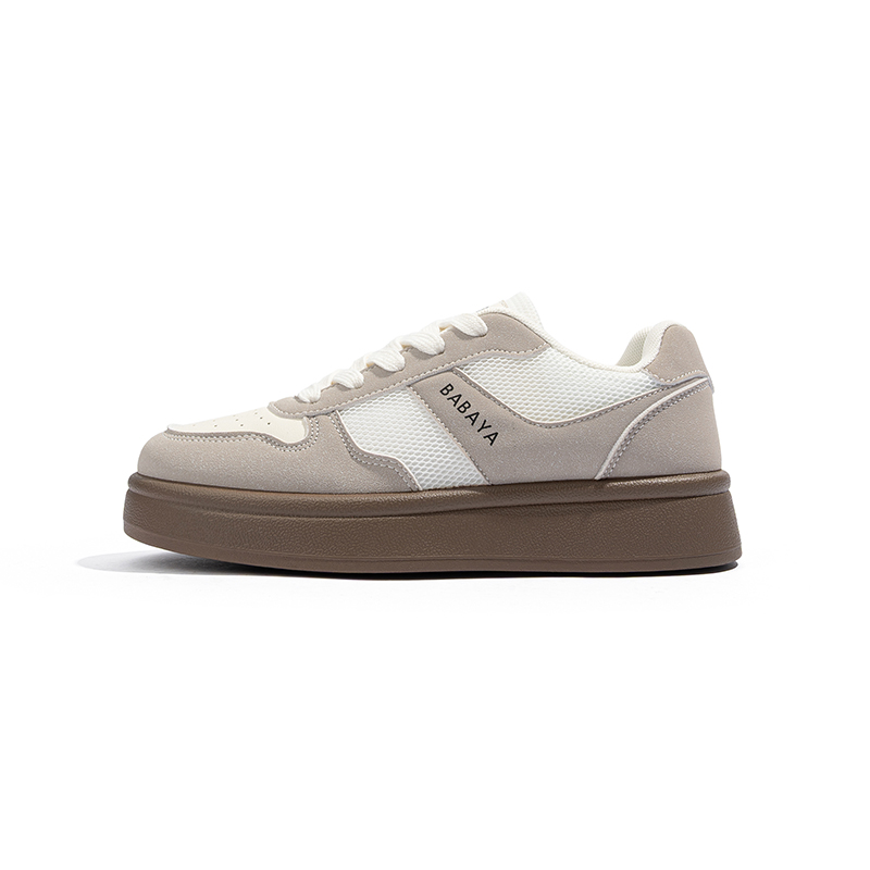 

Скользоустойчивые высокоамортизирующие дышащие увеличивающие рост низкие детские повседневные кроссовки gray beige Babaya, серо-бежевый