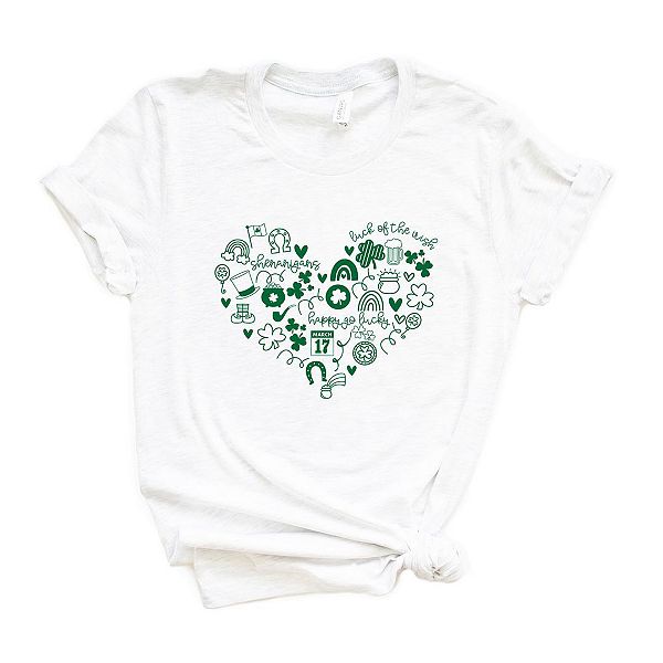 

Футболка с принтом в виде сердца ко дню святого Патрика Simply Sage Market, White