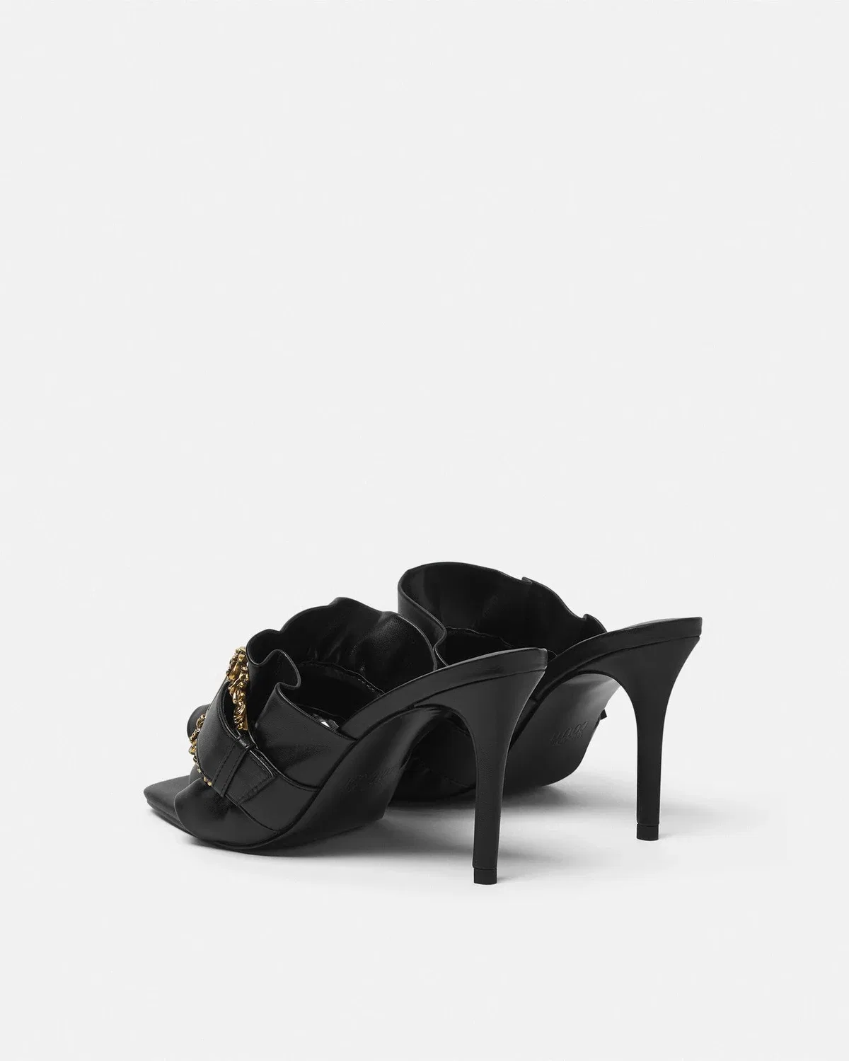 Бархатные мюли Emily с барочным ремешком VERSACE, черный — фото 3