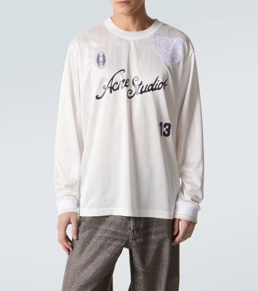 Футболка с полосатым логотипом Acne Studios, белый — фото 3