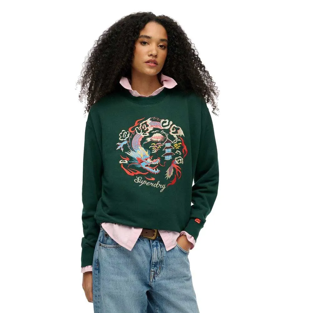

Толстовка Superdry Suika Embroidered Loose, зеленый