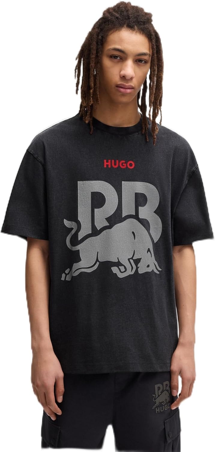 

Футболка HUGO Mens F1 2025 Racing Bull Team с выцветшим логотипом, Black Fade, Черный, Футболка HUGO Mens F1 2025 Racing Bull Team с выцветшим логотипом, Black Fade