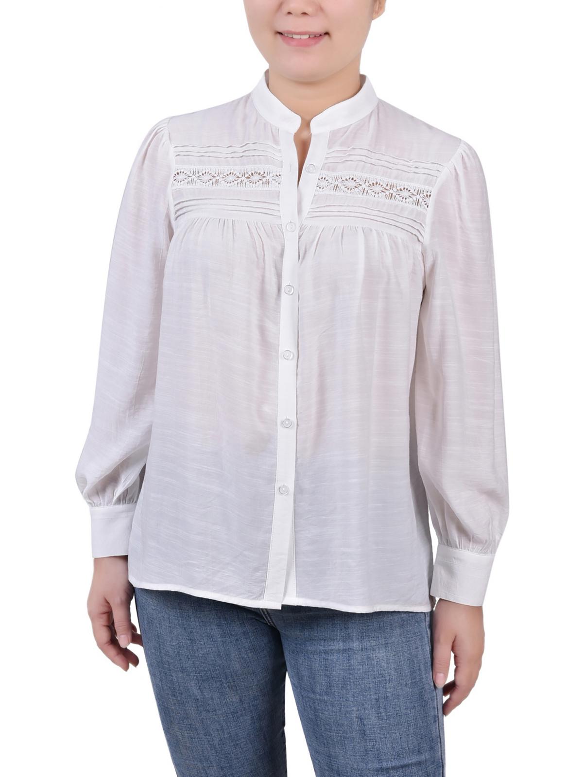 

Женский топ Petites Slub Rayon на пуговицах NY Collection, белый