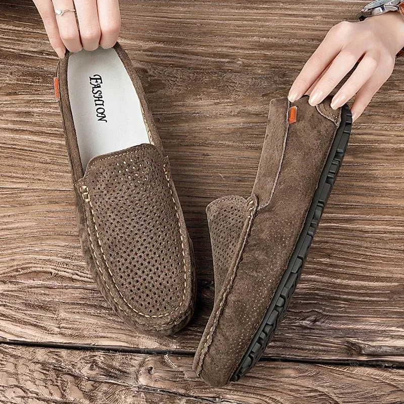 Лоферы дышащие замшевые Men's Loafers, хаки PUGHGAETZF — фото 4
