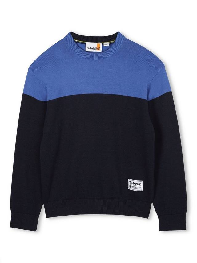 

Детский хлопковый джемпер с цветными блоками и круглым вырезом Timberland, Navy