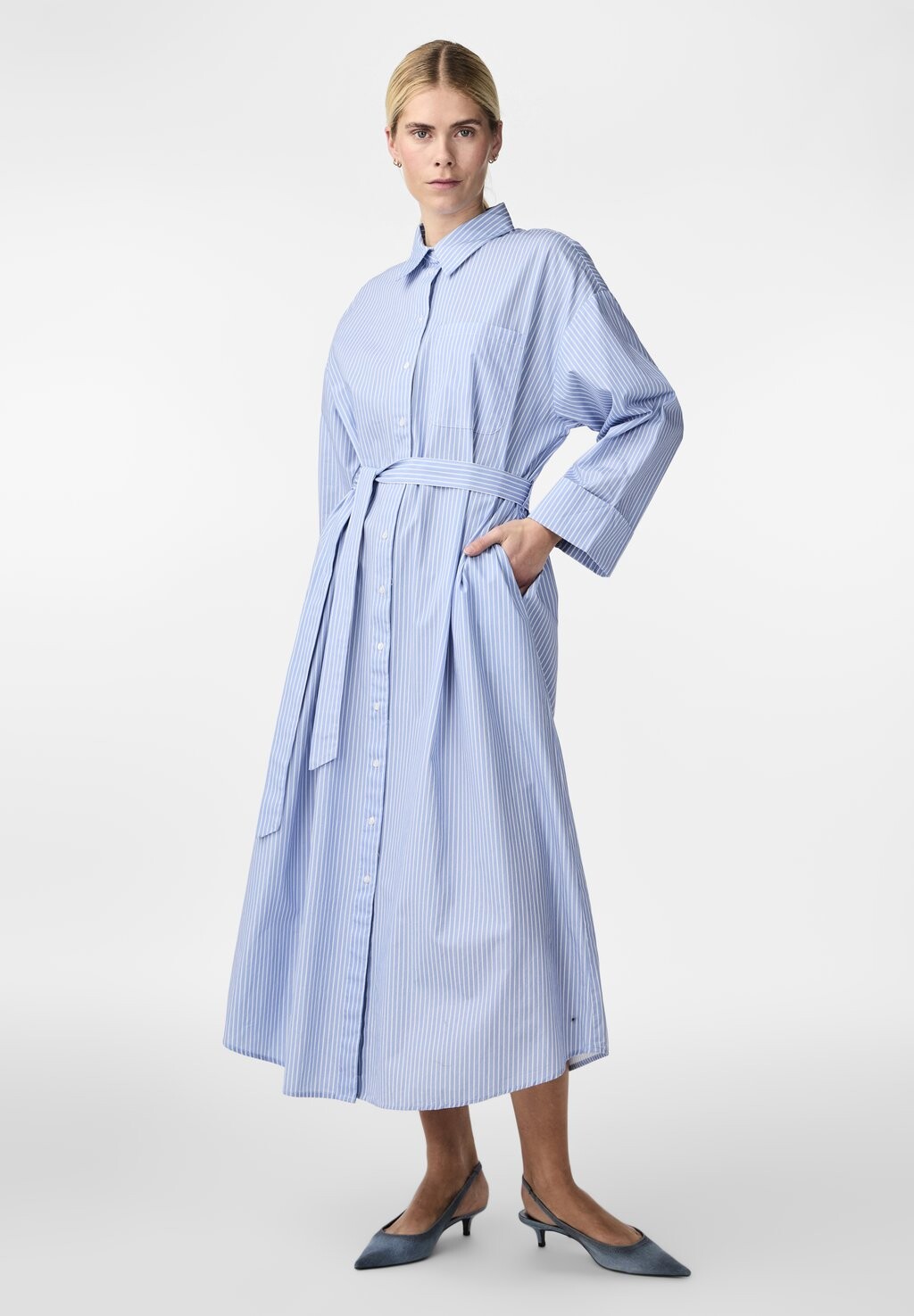 

Платье-рубашка на талии YASTUESDAY SHIRT DRESS YAS, синий