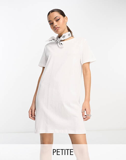 

Белое платье-футболка мини Only Petite, Белый, Белое платье-футболка мини Only Petite