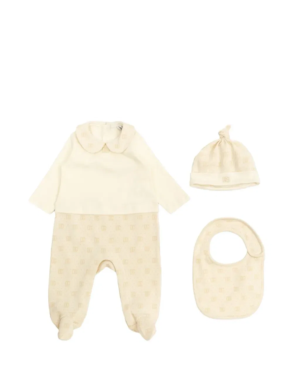 Комплект из трех вещей с логотипом Dolce & Gabbana Kids, бежевый