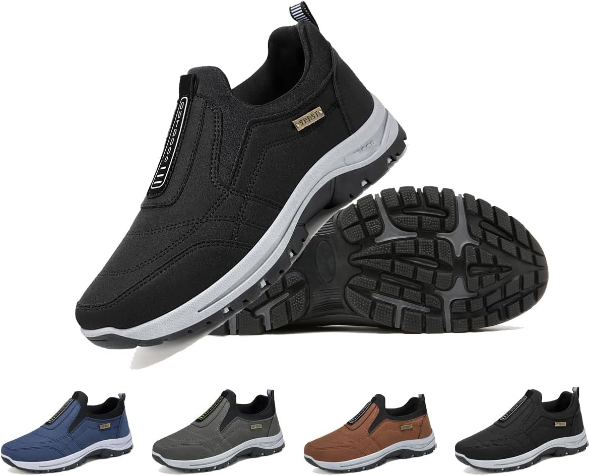 

Ортопедические походные прогулочные туфли для мужчин, легкие слипоны, прочная обувь для всех типов местности, повседневная обувь для мужчин Generic, черный