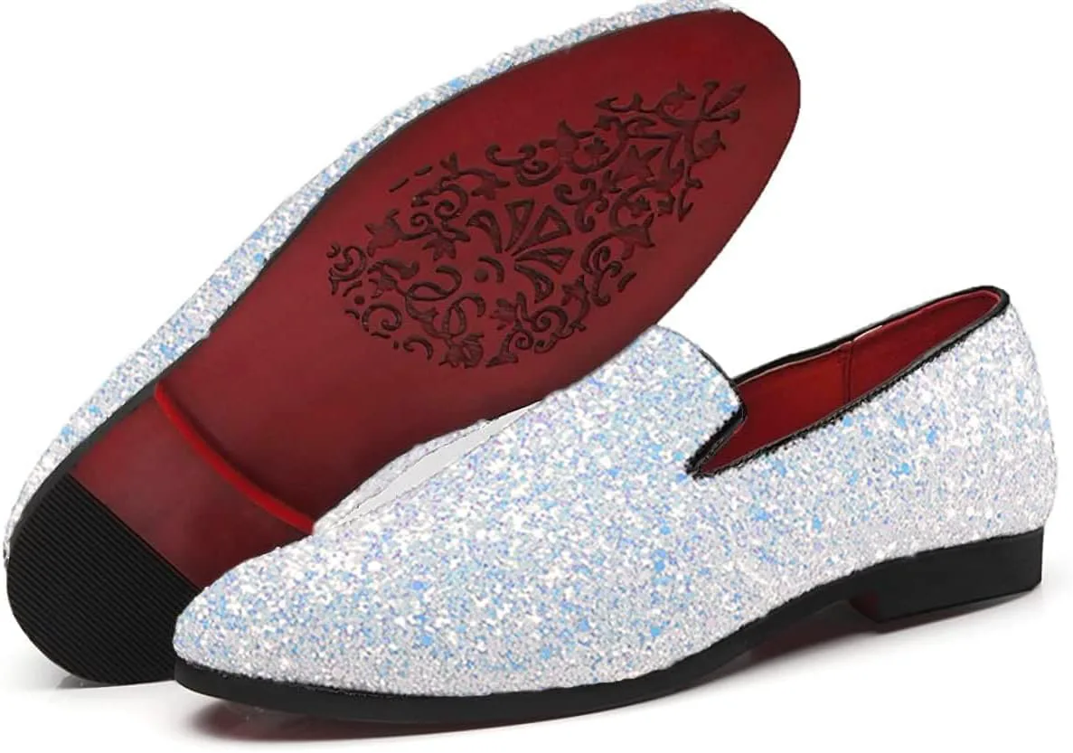 

Мужские слипоны с блестящей металлической пайеткой, текстурированные, с блеском, смокинг, туфли-лоферы на выпускной, роскошные свадебные туфли Haza Pairs, белый