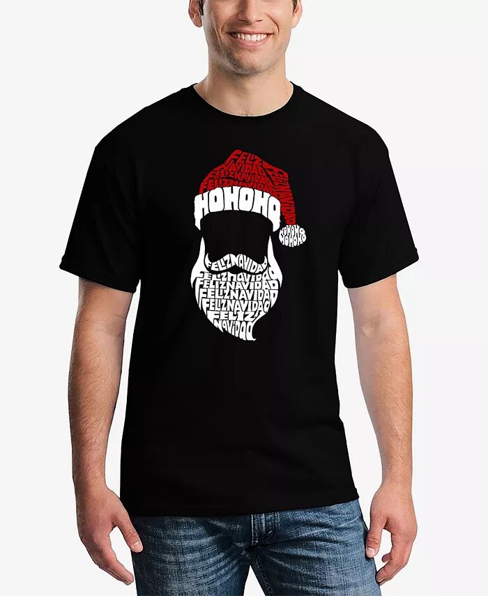 

Мужская футболка Feliz Navidad Santa Claus Word Art LA Pop Art, черный