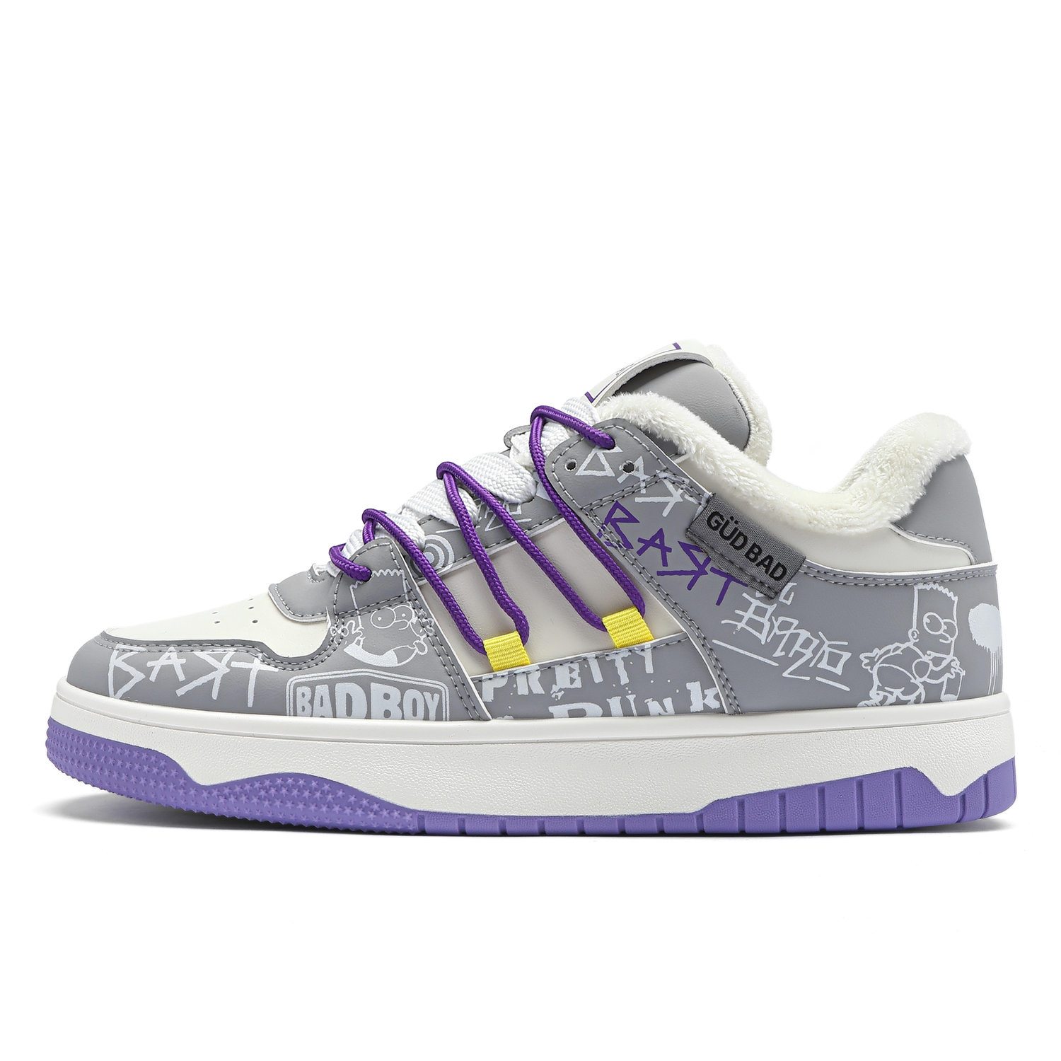 

Скользоустойчивые, износостойкие, дышащие низкие кеды для скейтбординга Unisex The Simpsons, Dreamy Volcanic серый(Fleece-Lined)