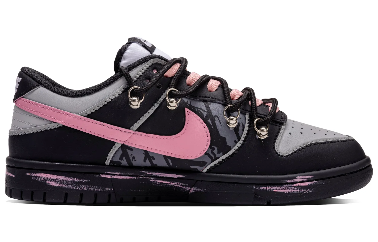 Nike Dunk Cool Shadow Pink Floral Slip Resistant Abrasion Resistant Low top Skateboard Shoes мужские Black Pink — фото 3