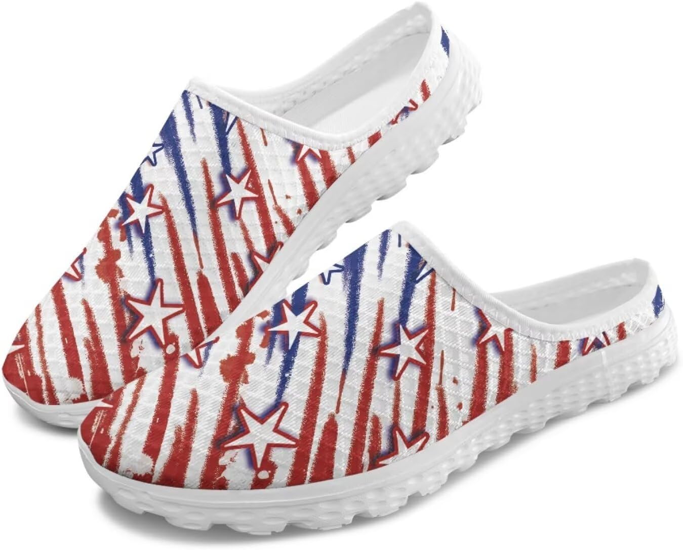 

Женские легкие тапочки с сетчатым верхом и закрытым носком, удобные для ленивого ношения, модные кроссовки для прогулок Tomeusey, Usa Star Print